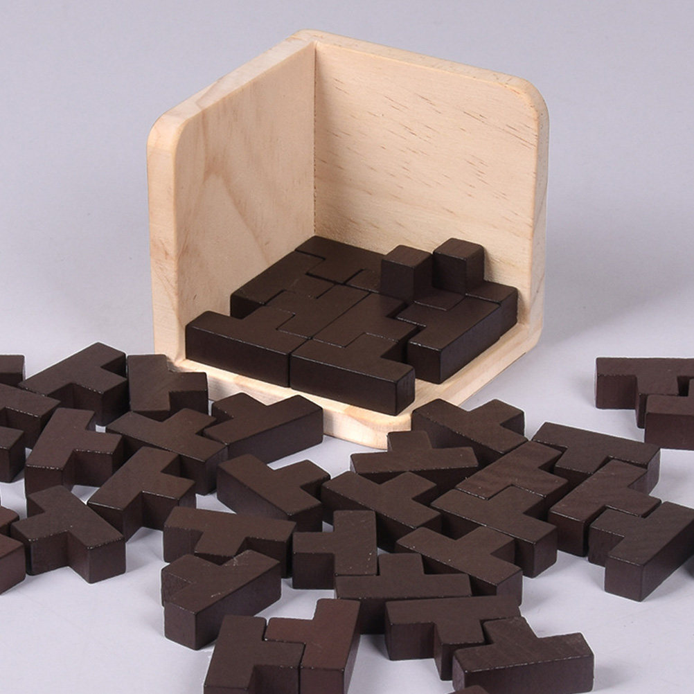 Brain Teaser Cube - Drewniany zestaw edukacyjnych puzzli w kształcie