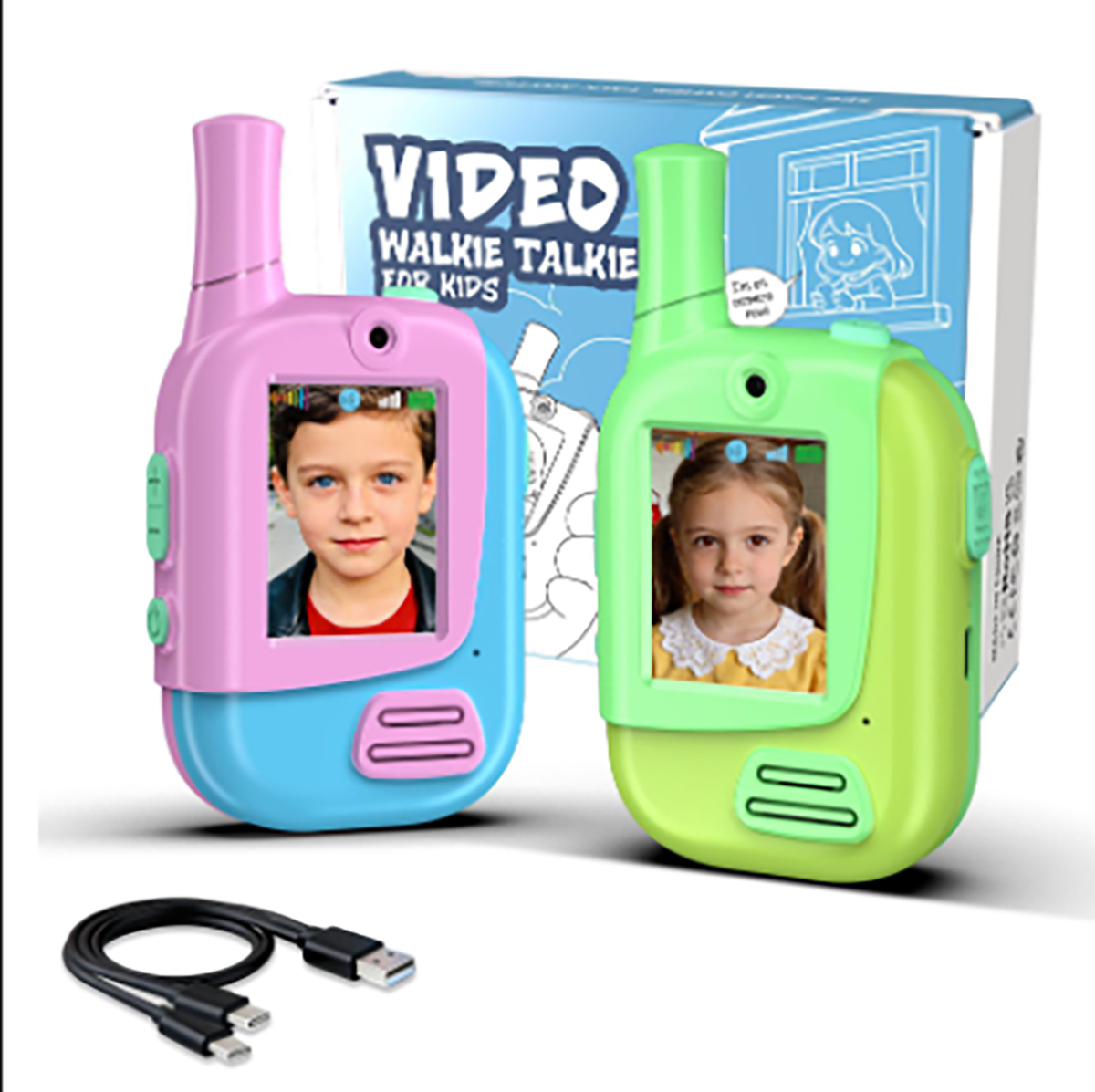 Kids Educational Videos - Zestaw 2 ładowalnych radiotelefonów dla dzieci