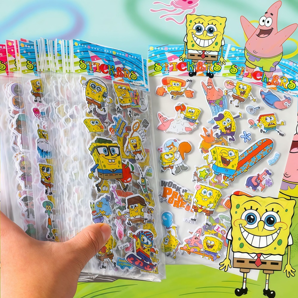 12-pakowe naklejki 3D SpongeBo – Kids Education Movies recenzja i cena
