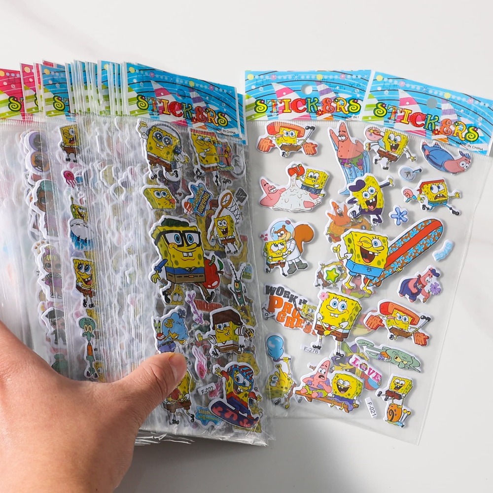 12-pakowe naklejki 3D SpongeBo – Kids Education Movies recenzja i cena